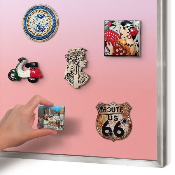 Souvenir magnet display board with a silver frame Delicate gradient