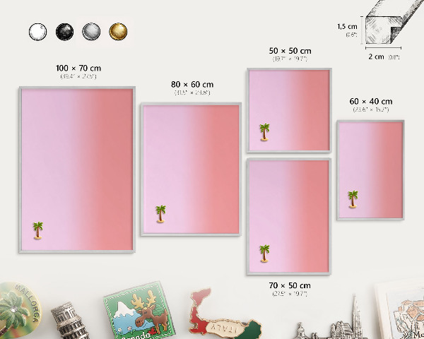 Souvenir magnet display board with a silver frame Delicate gradient