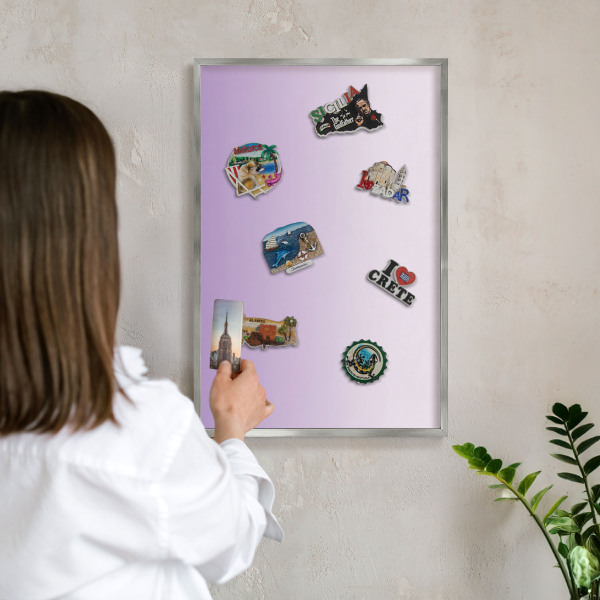 Printed magnet board in a silver frame Subtle gradient