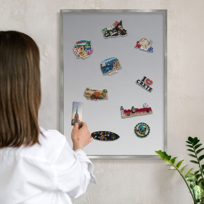 Printed magnet board in a silver frame Gray gradient
