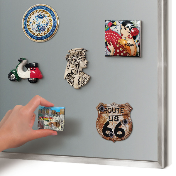 Souvenir magnet display board with a silver frame Blue gradient