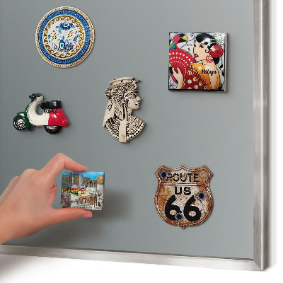 Souvenir magnet display board with a silver frame Blue gradient