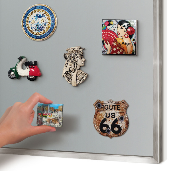 Souvenir magnet display board with a silver frame Blue gradient