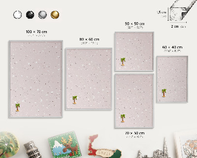 Souvenir magnet display board with a silver frame Modern terrazzo