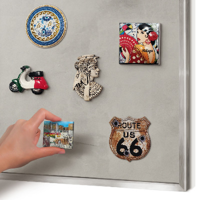 Printed magnet board in a silver frame Gray background