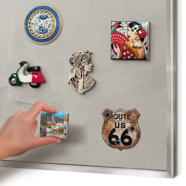 Printed magnet board in a silver frame Gray background