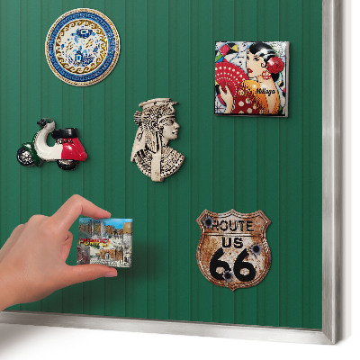 Printed magnet board in a silver frame Green stripes