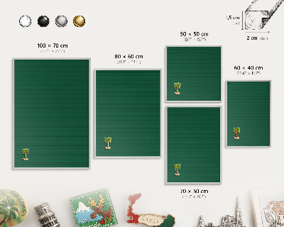 Printed magnet board in a silver frame Green stripes