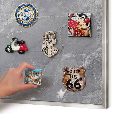 Printed magnet board in a silver frame Gray marble