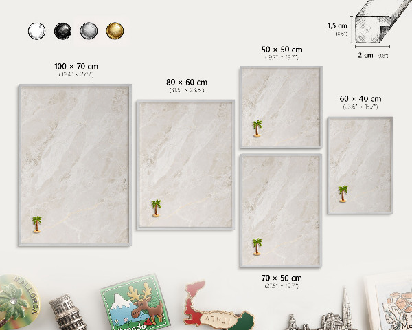 Souvenir magnet display board with a silver frame Creamy elegance