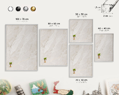 Souvenir magnet display board with a silver frame Creamy elegance