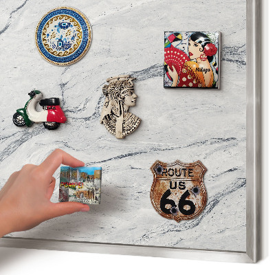 Printed magnet board in a silver frame Gray elegance