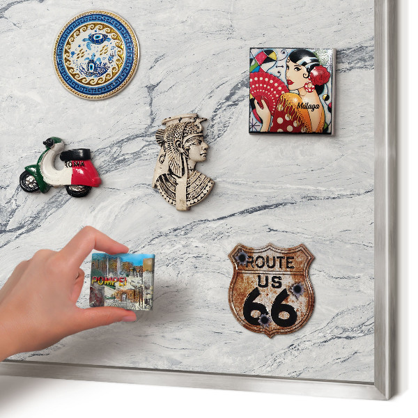 Printed magnet board in a silver frame Gray elegance