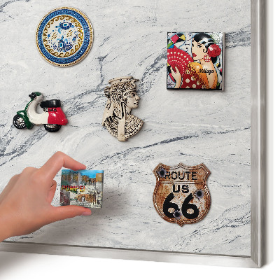 Printed magnet board in a silver frame Gray elegance