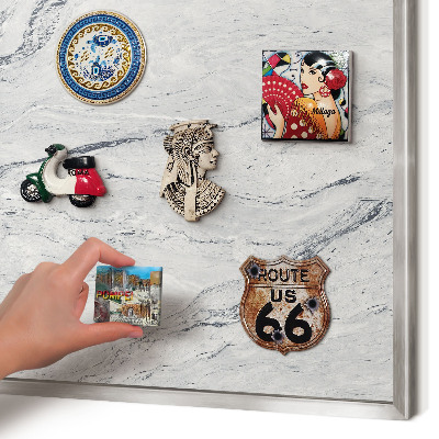 Printed magnet board in a silver frame Gray elegance