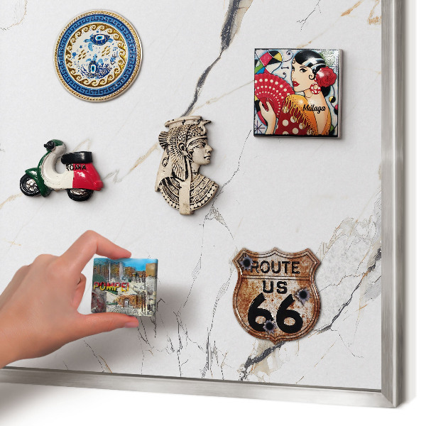 Printed magnet board in a silver frame Modern elegance