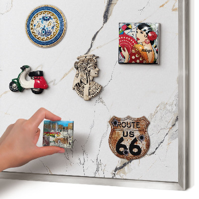 Printed magnet board in a silver frame Modern elegance