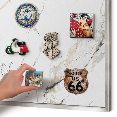 Printed magnet board in a silver frame Modern elegance