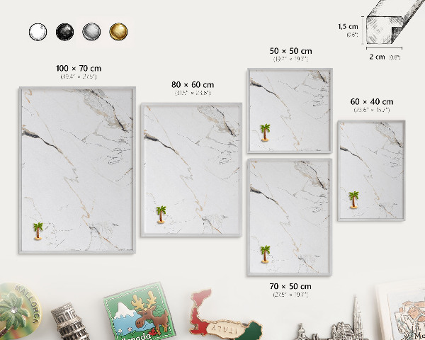Printed magnet board in a silver frame Modern elegance