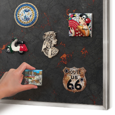 Printed magnet board in a silver frame Volcanic lava