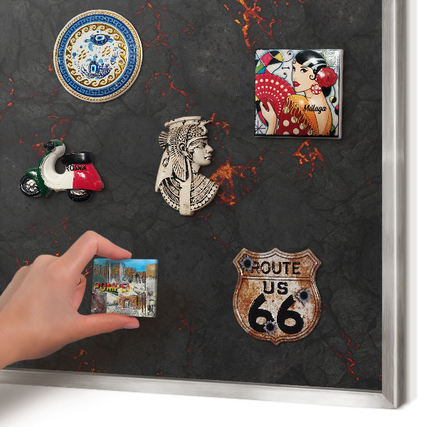 Printed magnet board in a silver frame Volcanic lava