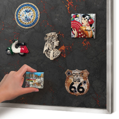 Printed magnet board in a silver frame Volcanic lava
