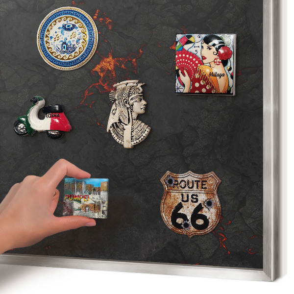 Printed magnet board in a silver frame Volcanic lava