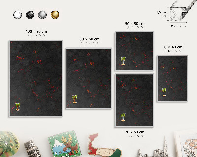 Printed magnet board in a silver frame Volcanic lava