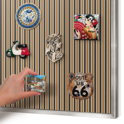 Souvenir magnet display board with a silver frame Geometric pattern