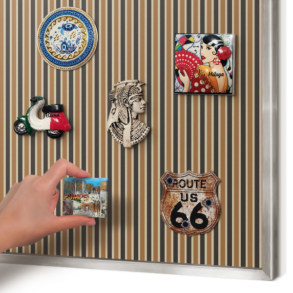 Souvenir magnet display board with a silver frame Geometric pattern
