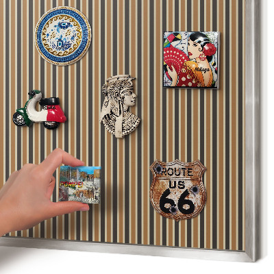Souvenir magnet display board with a silver frame Geometric pattern