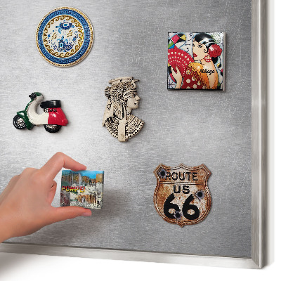 Printed magnet board in a silver frame Metallic surface
