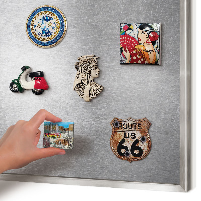 Printed magnet board in a silver frame Metallic surface
