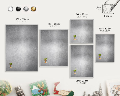 Printed magnet board in a silver frame Metallic surface