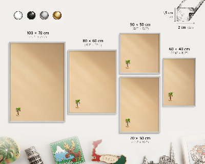 Souvenir magnet display board with a silver frame Creamy Harmony