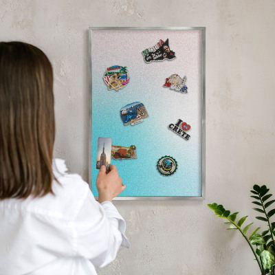 Printed magnet board in a silver frame Pastel abstraction