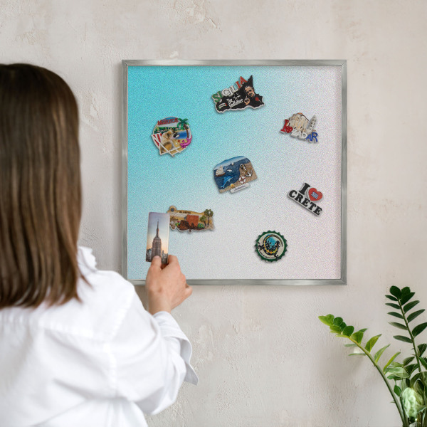 Printed magnet board in a silver frame Pastel abstraction