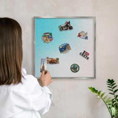 Printed magnet board in a silver frame Pastel abstraction
