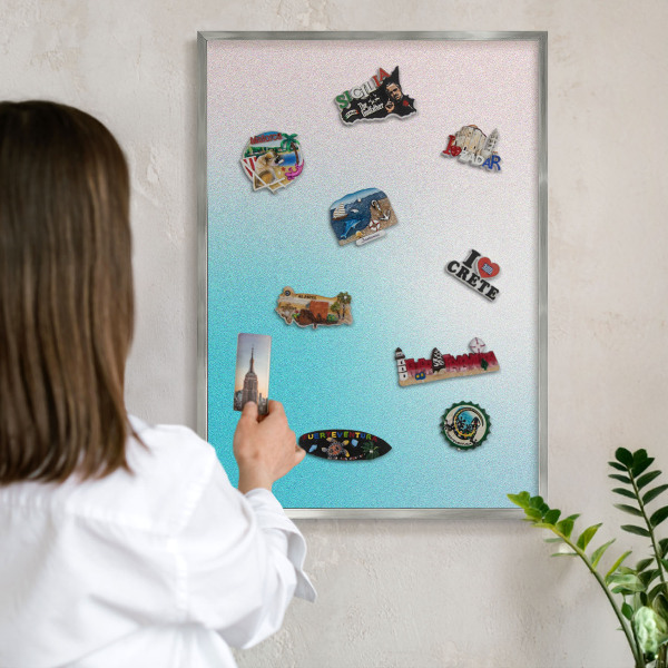 Printed magnet board in a silver frame Pastel abstraction