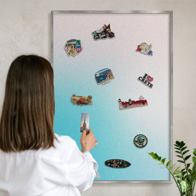 Printed magnet board in a silver frame Pastel abstraction