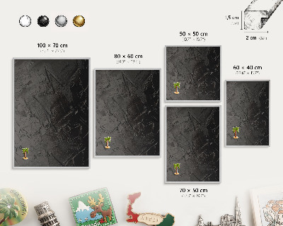 Printed magnet board in a silver frame Textured black
