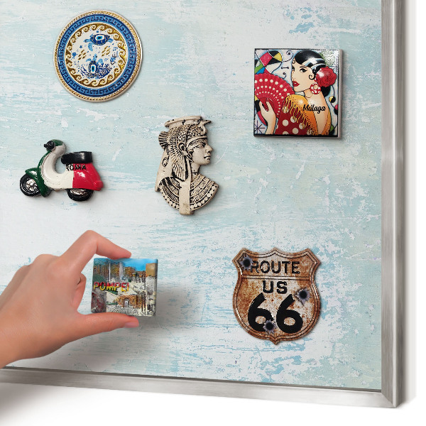 Printed magnet board in a silver frame Pastel abrasions