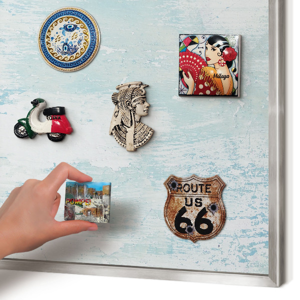 Printed magnet board in a silver frame Pastel abrasions