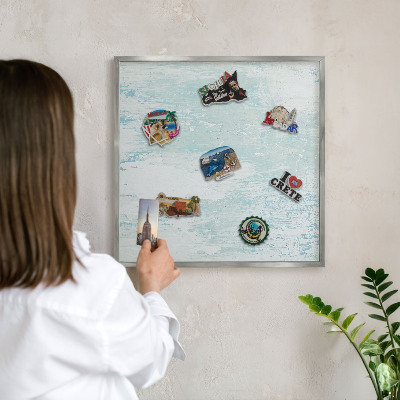 Printed magnet board in a silver frame Pastel abrasions