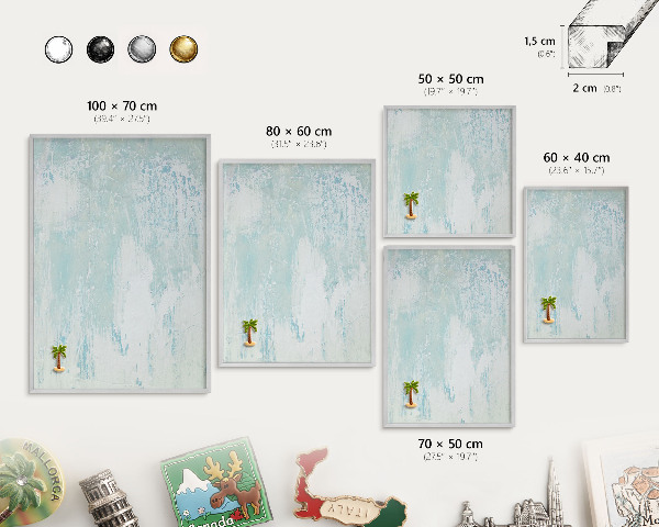 Printed magnet board in a silver frame Pastel abrasions