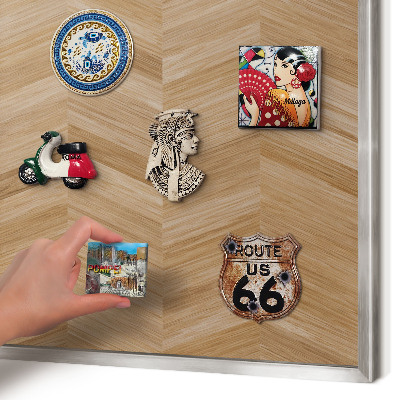 Printed magnet board in a silver frame Wood herringbone