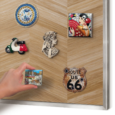 Printed magnet board in a silver frame Wood herringbone