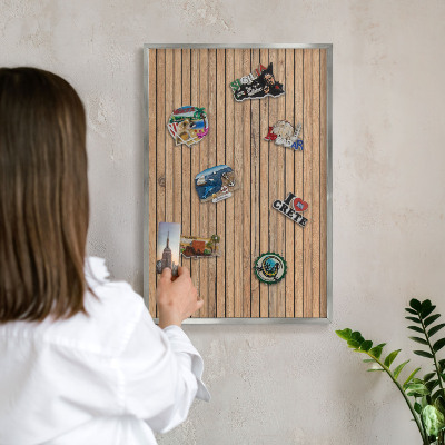 Printed magnet board in a silver frame Wooden boards