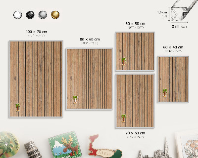 Printed magnet board in a silver frame Wooden boards