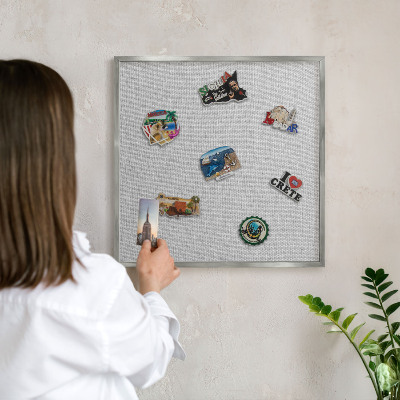 Printed magnet board in a silver frame Subtle elegance